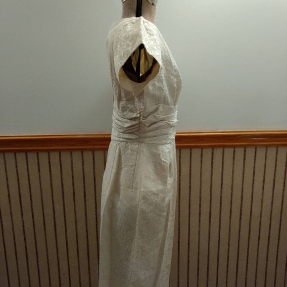 Vintage 50s Cocktail Dress 36" Bust Cream "A Lawrence Original" Jacquard - Picture 14 of 15
